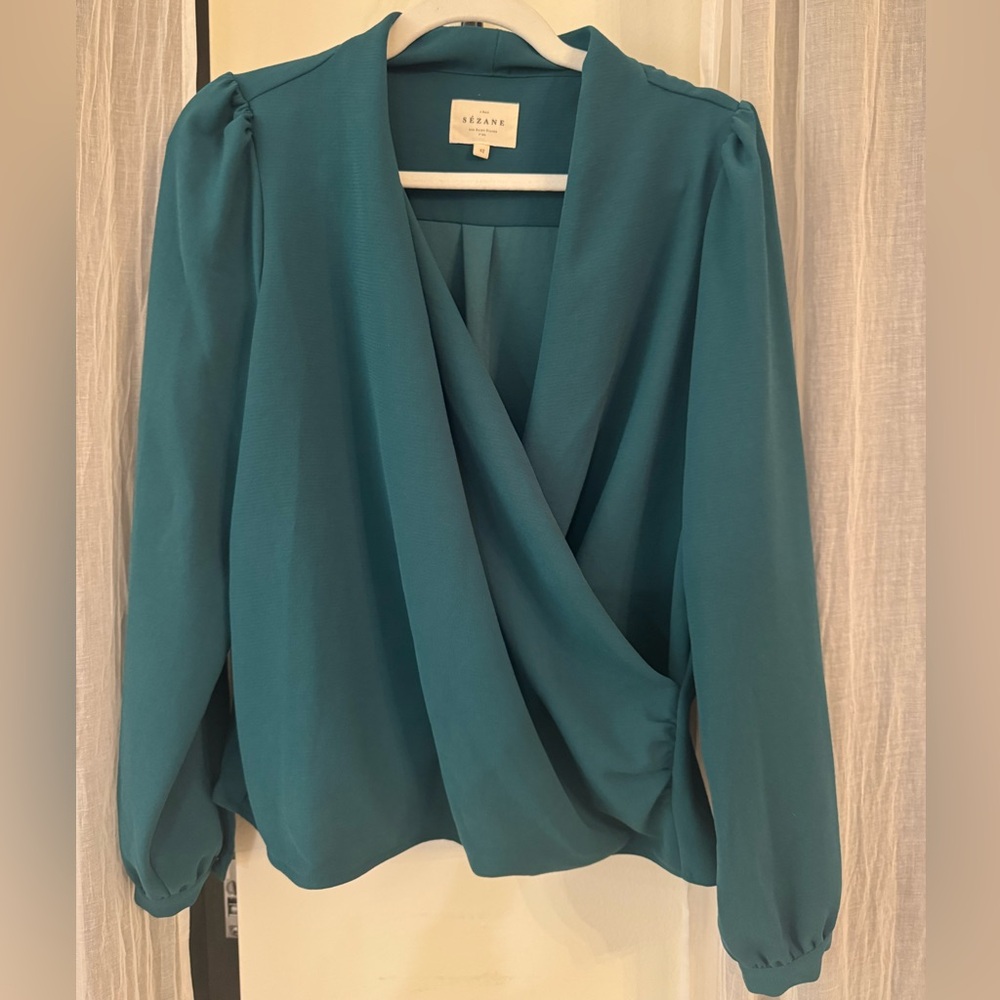 Sezane Abélia Blouse Bottle Green - Size 42
